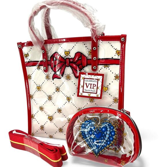 NWT Brighton clear satchel crossbody bag Set Tote matching small pouch purse - Picture 1 of 7